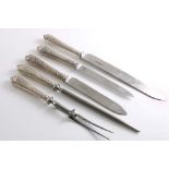 EN SUITE TO LOT 14:- An early 20th century mounted steel five piece carving set including three