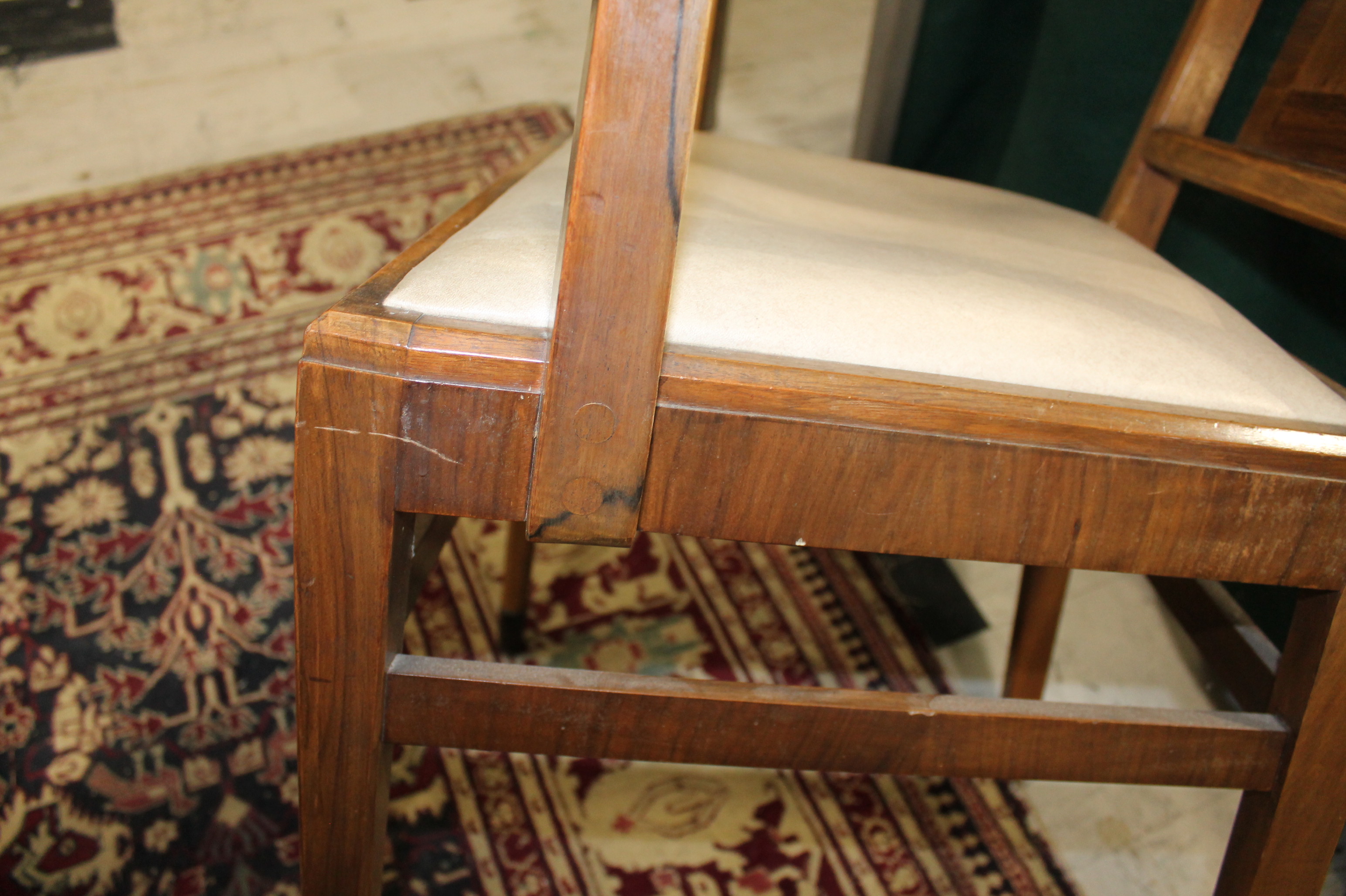 HEALS - SET OF ART DECO DINING CHAIRS a set of 8 walnut dining chairs including 2 carvers, with - Image 6 of 13