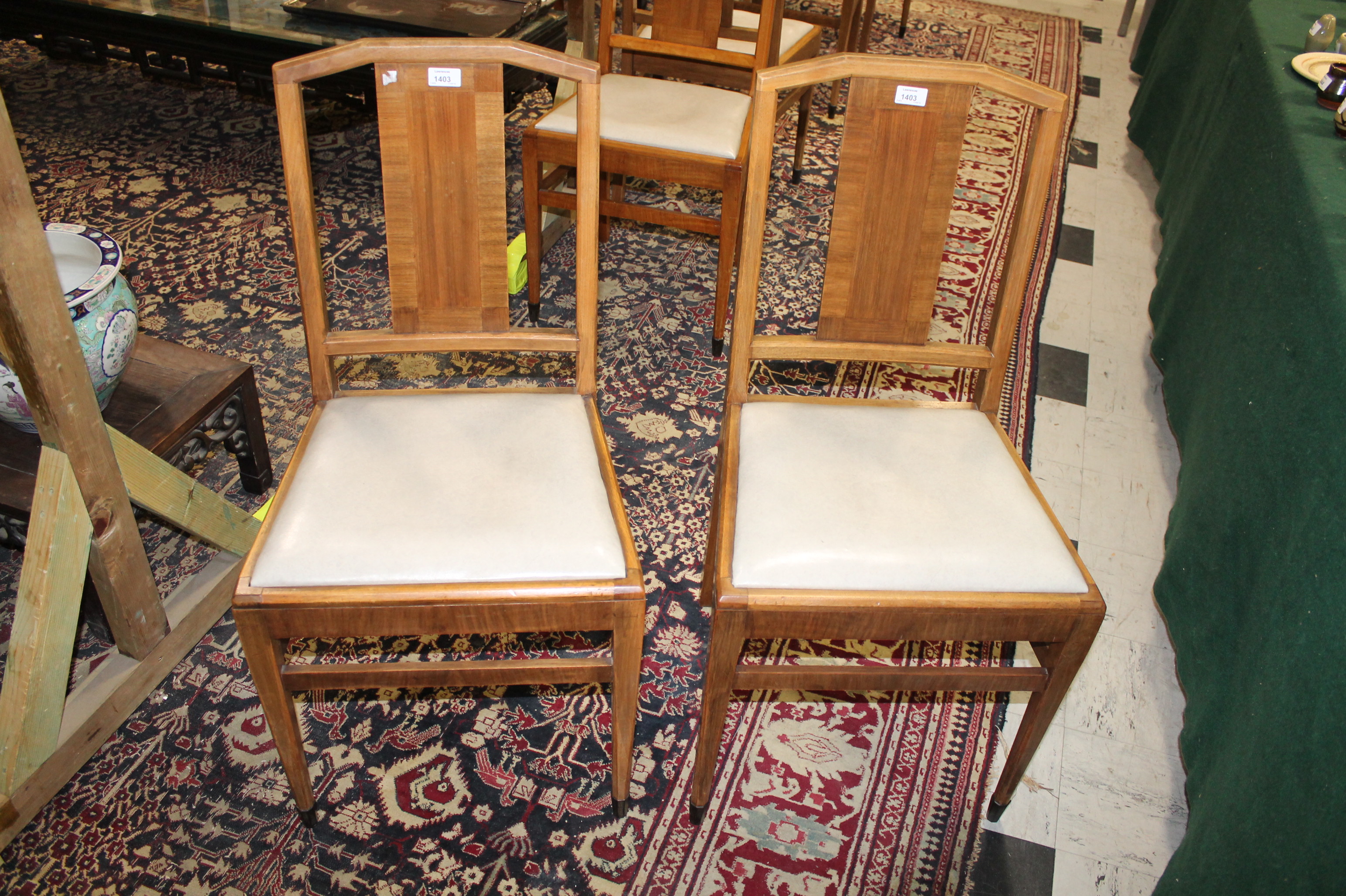 HEALS - SET OF ART DECO DINING CHAIRS a set of 8 walnut dining chairs including 2 carvers, with - Image 9 of 13