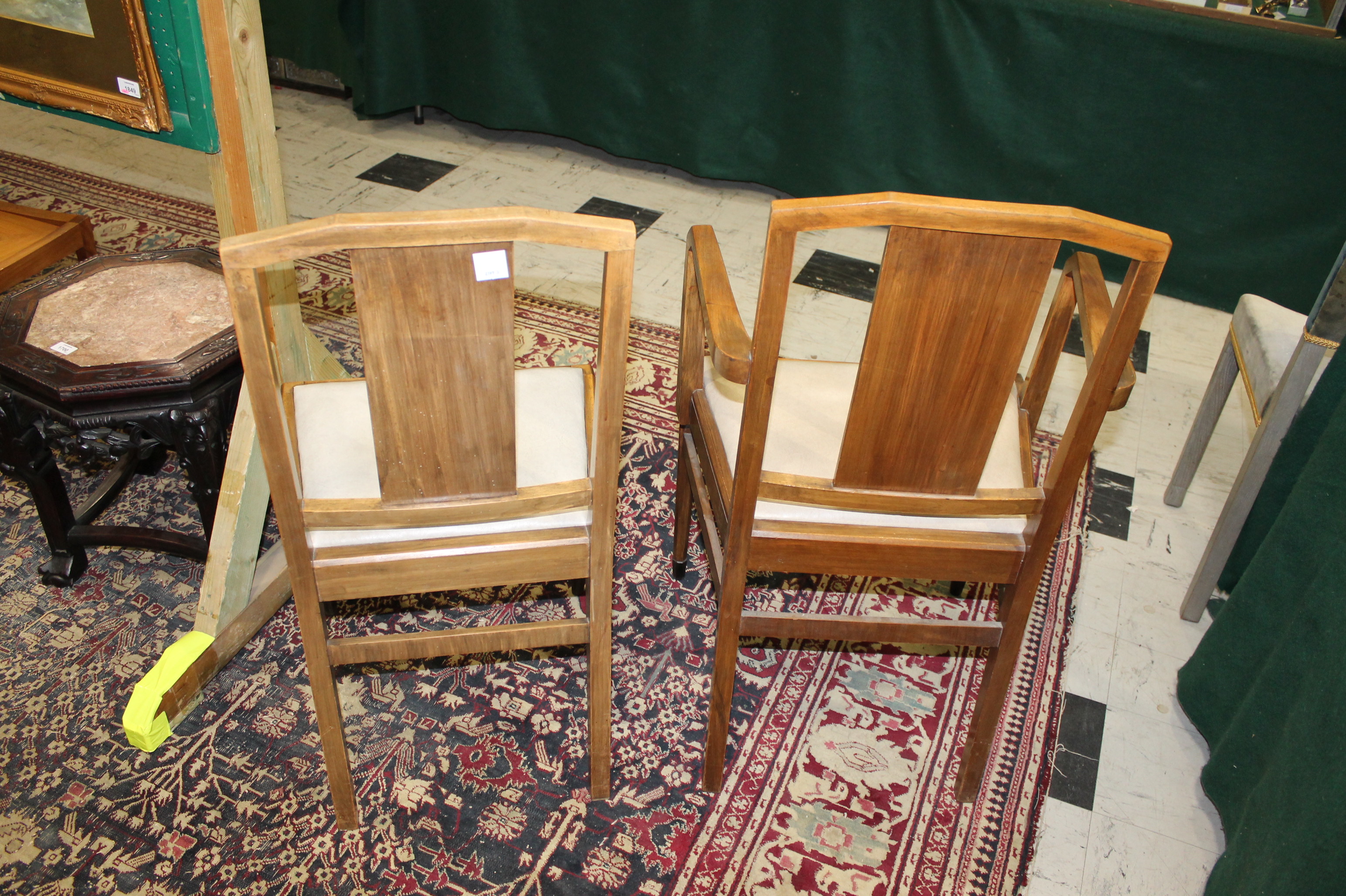 HEALS - SET OF ART DECO DINING CHAIRS a set of 8 walnut dining chairs including 2 carvers, with - Image 7 of 13