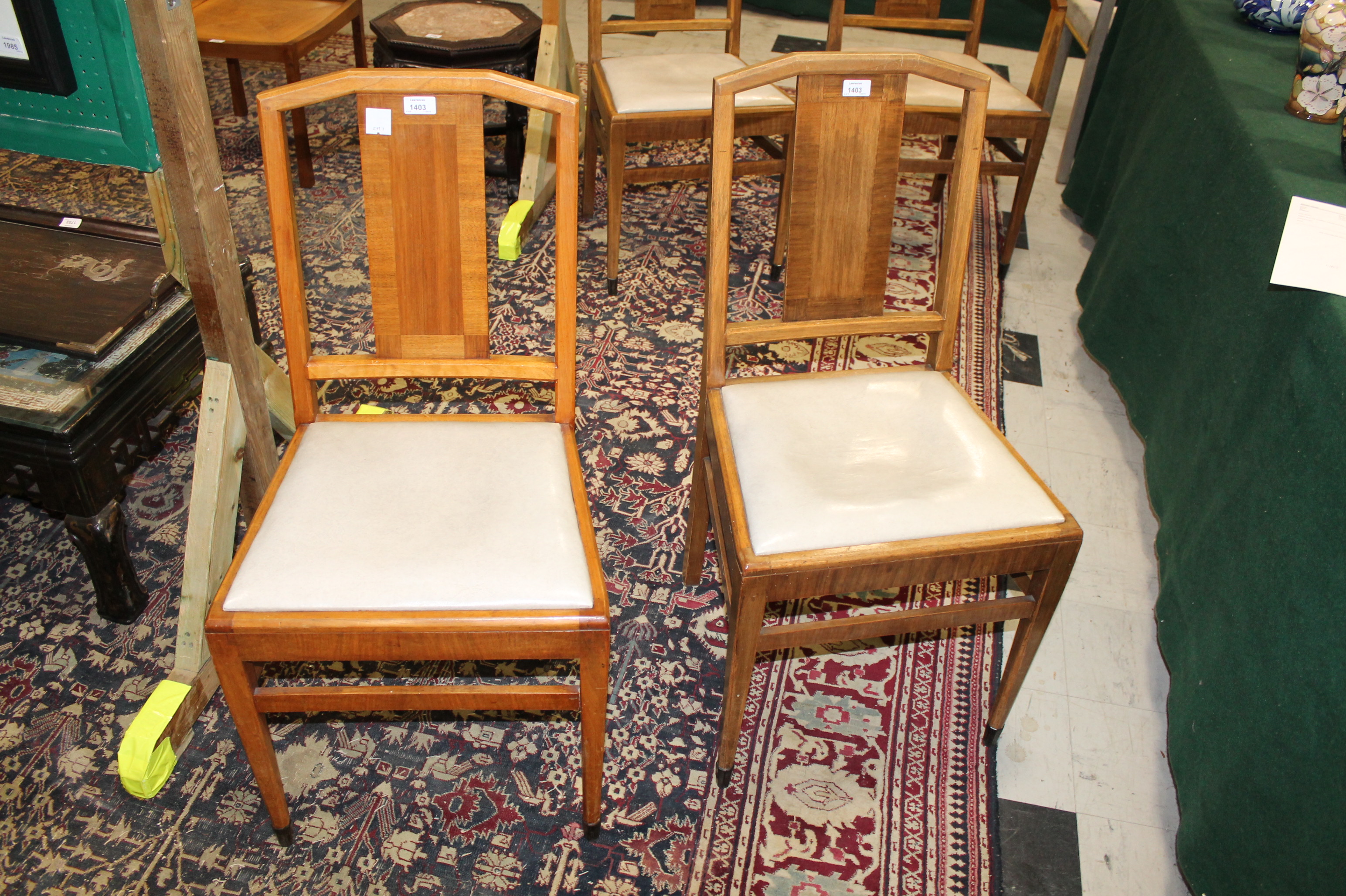 HEALS - SET OF ART DECO DINING CHAIRS a set of 8 walnut dining chairs including 2 carvers, with - Image 2 of 13