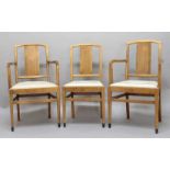 HEALS - SET OF ART DECO DINING CHAIRS a set of 8 walnut dining chairs including 2 carvers, with