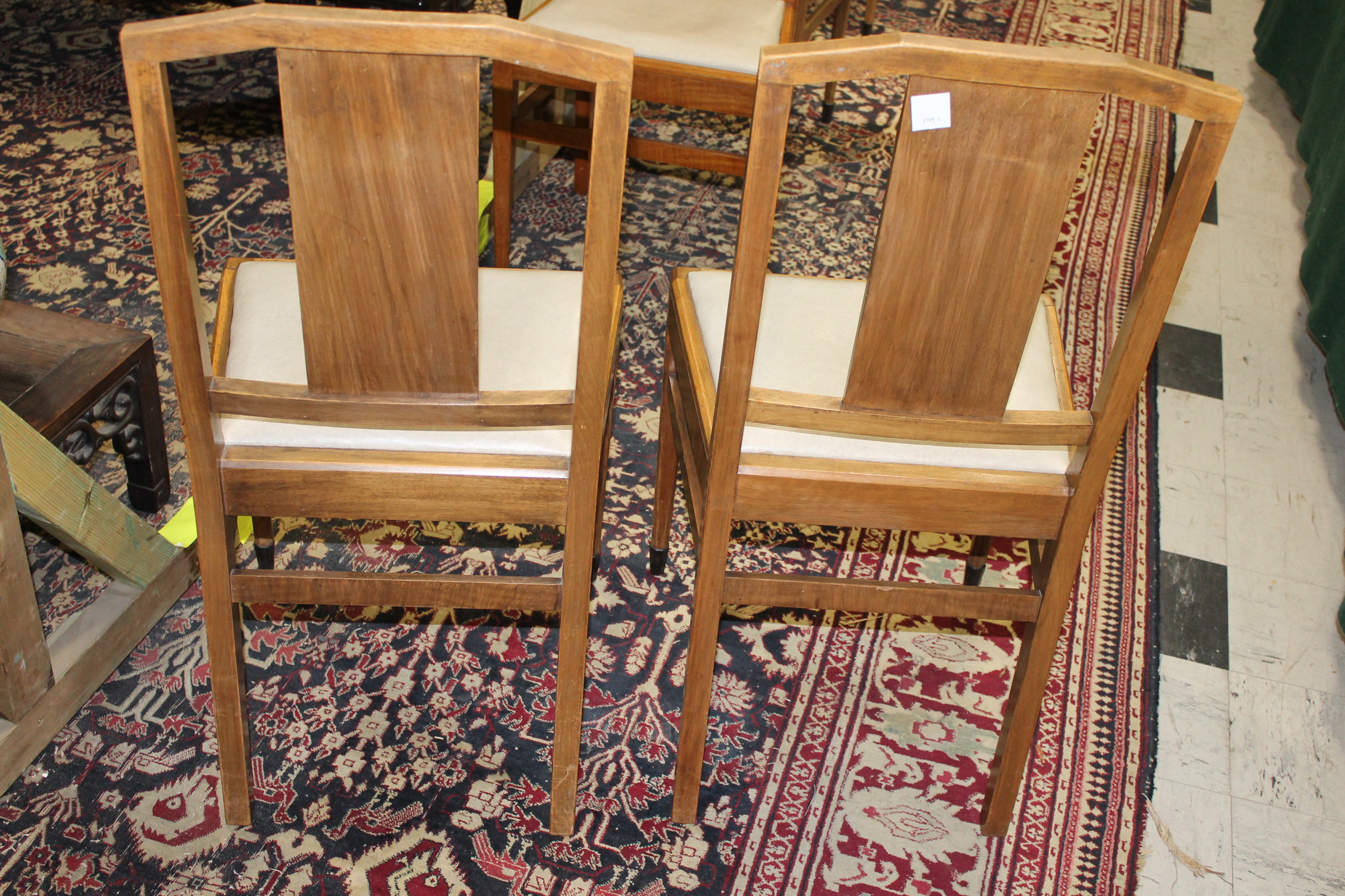 HEALS - SET OF ART DECO DINING CHAIRS a set of 8 walnut dining chairs including 2 carvers, with - Image 8 of 13