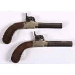 A PAIR OF PERCUSSION PISTOLS a pair of percussion pistols with turn off hexagonal barrels, with