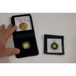 A 1982 PROOF HALF SOVEREIGN AND GUERNSEY GOLD £5 An Elizabeth II Gold proof Half Sovereign, 1982, in