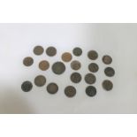 A 1794 PORTSEA HALF PENNY AND NINETEEN OTHER PROVINCIAL COINS AND TOKENS. A 1794 Porstea