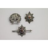 COLDSTREAM GUARDS SWEETHEART BROOCHES, etc. A silver sweethearts brooch with maker MB and