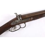 JOHN MANTON - PIN FIRE SPORTING GUN a 14 bore sporting gun with Damascus twist barrels, circa 1855-