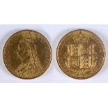 A HALF SOVEREIGN A Victorian Golden Jubilee Half Sovereign with shield reverse, dated 1887. Weight 4