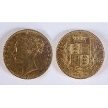 A SOVEREIGN. A Victorian Young Head Sovereign dated 1843. Weight 8 grams. See Illustration