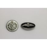 TWO RFC SWEETHEARTS BROOCHES. The first a sterling silver and black enamel Royal Flying Corps