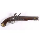 FLINTLOCK PISTOL - TOWER a flintlock pistol with brass furniture, circa late 18thc. Marked in