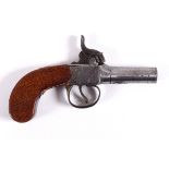 A PERCUSSION MUFF PISTOL - IPSWICH a percussion muff pistol with turn off barrel. Marked Ipswich,