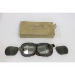 BOXED WW2 R.A.F GOGGLES a pair of Goggles Mk VIII, with spare replacement lenses and in it's