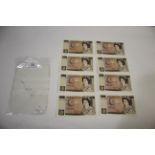 QE11 UNC TEN POUND NOTES. Including UNC Somerset signatory notes in sequence, Z51 499626-633 (8)