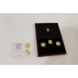A 1995 THREE-COIN SOVEREIGN SET (ONE LACKING) An Elizabeth II Gold proof Soverign, 1995 and proof