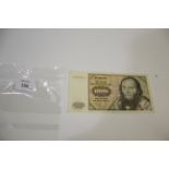 A F R O GERMANY 1000 MARK NOTE. A Federal Republic of Germany One Thousand Mark note, numbered W