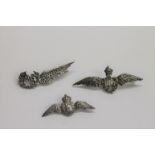 SWEETHEART BROOCHES. A 925 sterling marked Air Gunners Wing, TLM makers mark. 2. An RFC Pilots