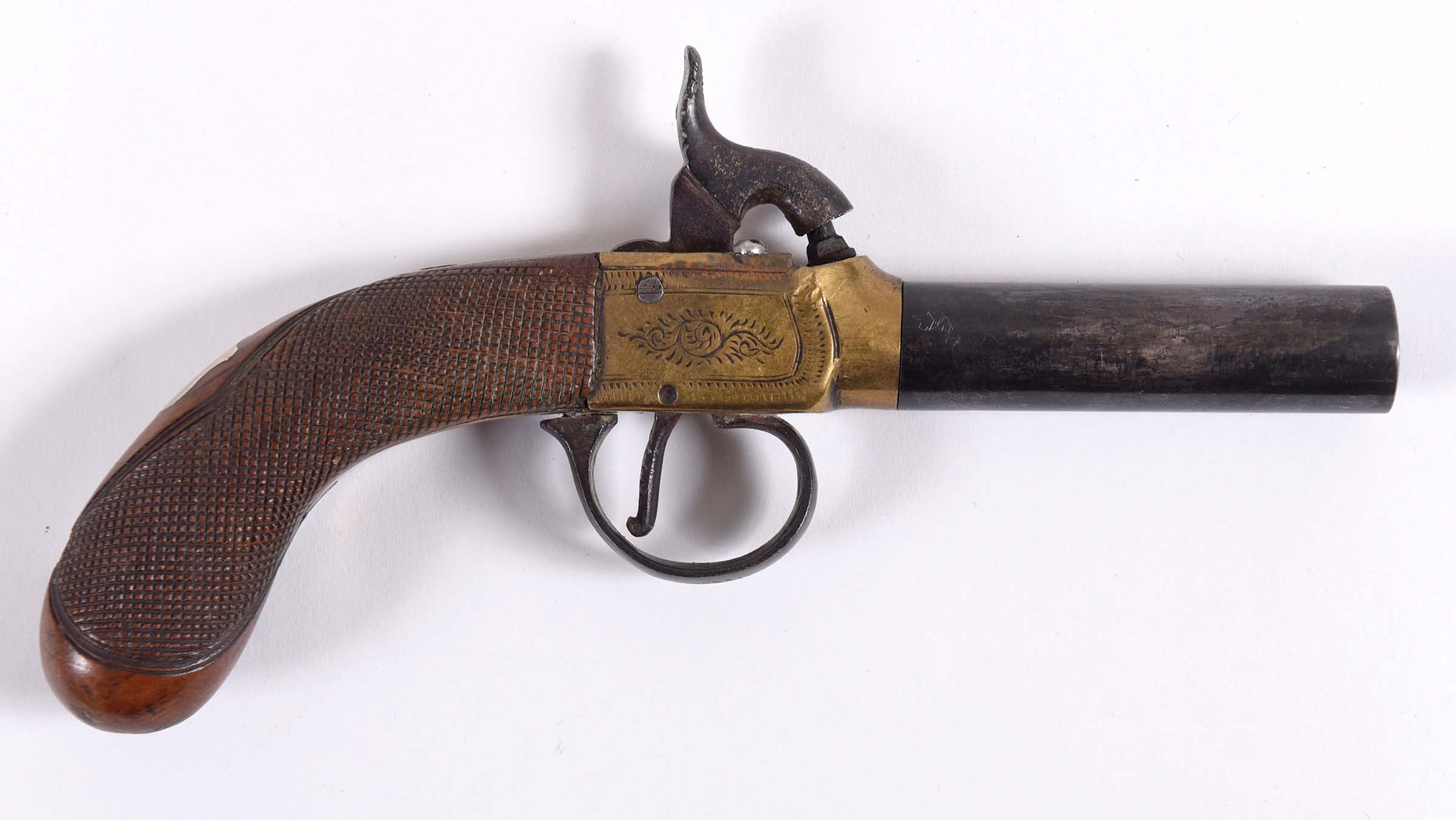 A TURN-OFF BARREL PERCUSSION POCKET PISTOL a percussion pocket pistol with turn off barrel, with