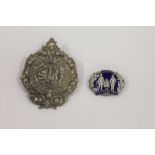 ARGYLL AND SUTHERLAND An Argyll and Sutherland cap badge, 3 x 2 1/4" and a Georgetown 'Thanks' badge