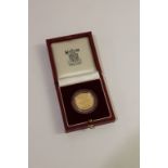 A 1986 PROOF SOVEREIGN An Elizabeth II Gold proof Sovereign, 1986, number 01459, in case of issue