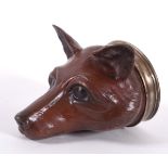BRONZE FOX MASK STIRRUP CUP a modern bronze stirrup cup in the form of a Fox's mask, unmarked. 11.