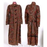 EMBROIDERED FULL LENGTH COAT - PAISLEY a 20thc coat made from an earlier Kashmir wool shawl, with