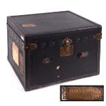 MALLES GOYARD VINTAGE HAT BOX circa 1920's/30's, a canvas and wooden trunk with brass lock plate and