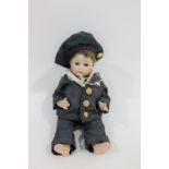 GEBRUDER HEUBACH CLOSED MOUTH DOLL the small character doll with weighted brown eyes, closed mouth