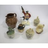 LARGE STONEWARE 'RUM' JUG & VARIOUS ADVERTISING ITEMS a large stoneware jug, designed in relief with