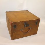 EARLY LOUIS VUITTON TRUNK an early 20thc square canvas and wooden travelling trunk, with leather and