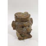 BLACK FOREST TOBACCO JAR - SMOKING DOG a carved wooden tobacco jar in the form of a smoking Dog,