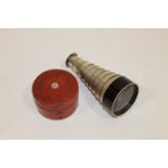 MONOCULAR A silvered metal telescopic monocular by Adams, Fleet St, London with outer case early