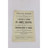 SUFFRAGETTE LEAFLET & VARIOUS ADVERTISING EPHEMERA an interesting Suffragette leaflet for A