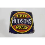 HUDSON'S SOAP ENAMEL SIGN a small enamel sign for Buy Hudson's Soap, with pierced holes around the