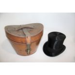 LEATHER CASED TOP HAT - H GREAVES a fitted leather case by H Greaves, New St, Birmingham, with a