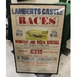 LOCAL INTEREST - LAMBERTS CASTLE RACES POSTER, 1926 a framed poster for Lamberts Castle Races, 151st