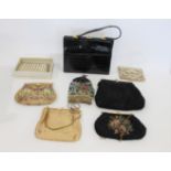 VARIOUS BAGS including a early 20thc beaded drawstring bag, a 1920's bead evening bag, a 1930's