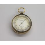 POCKET BAROMETER/COMPASS - HARRODS a pocket barometer with a gilt metal case and silvered dial,