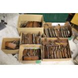COLLECTION OF CARPENTERS MOULDING PLANES a collection of 88 various wooden moulding planes, many
