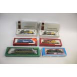 BOXED TRANSCONTINENTAL LOCOMOTIVES 6 boxed locomotives including Mantua Santa Fe 414-001, Model