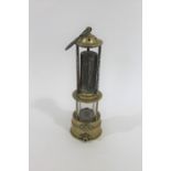 MINERS LAMP an interesting brass open gauze miners lamp, stamped with the number 1353 in two