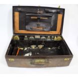 FRENCH LEATHER FITTED DRESSING CASE & CONTENTS - GUSTAVE KELLER a large leather case with various
