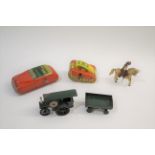 TIN PLATE TOYS including a Louis Marx clockwork tank, a British clockwork car, a Triang Minic