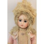 JUMEAU BEBE CLOSED MOUTH DOLL the pale bisque head with fixed blue eyes and closed mouth, with