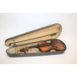 ANTIQUE VIOLIN - COPY OF JOSEPH GUARNERIUS the violin with a two piece satinwood back, bearing a