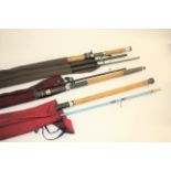 FISHING RODS including a Abu Atlantic 403 Zoom 2 piece rod (275cms), a Abu Atlantic 303 2 piece