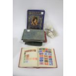 STAMP ALBUM, SCRAP ALBUM & CIGARETTE CARDS including an album with 19thc & 20th stamps, GB (