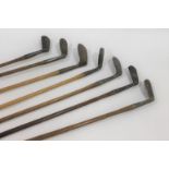 VINTAGE GOLF CLUBS - HICKORY a collection of 7 hickory shafted golf clubs, including F Fairlie's