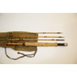 a three piece split cane rod with two tops, 9ft 6", #6 The Itchen Palakona. In a Hardy bag